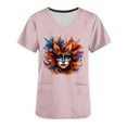 thumbnail image 5 of REORIAFEE Tshirts for Women Graphic Mardi Gras Mask Prints Short Sleeve TShirts Round Neck Carnival Fancy Tees Themed Party Fashion Tops Loose Blouse Pink XXL, 5 of 5