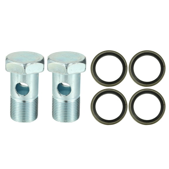 2 Set Universal Auto Banjo Bolt Brake Line Fitting Adapter Kit M24 x 1.5 with Washer