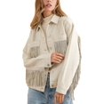 thumbnail image 1 of Veste en Jean à Franges avec Strass pour Femmes - Veste en Jean Décontractée à Manches Longues avec Franges, Cadeau Spécial, 1 of 5