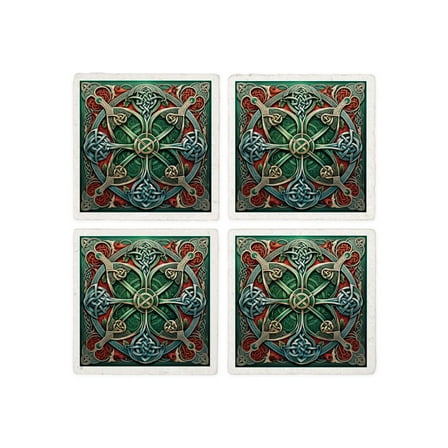 CafePress - Christmas Celtic Knot - Tile Coaster, Drink Coaster Set of 4
