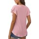 thumbnail image 3 of Blusa De Manga Corta Con Volantes Moda Casual Elegante Cuello Redondo Volantes Manga Corta Camiseta De Verano Rosa M, 3 of 5