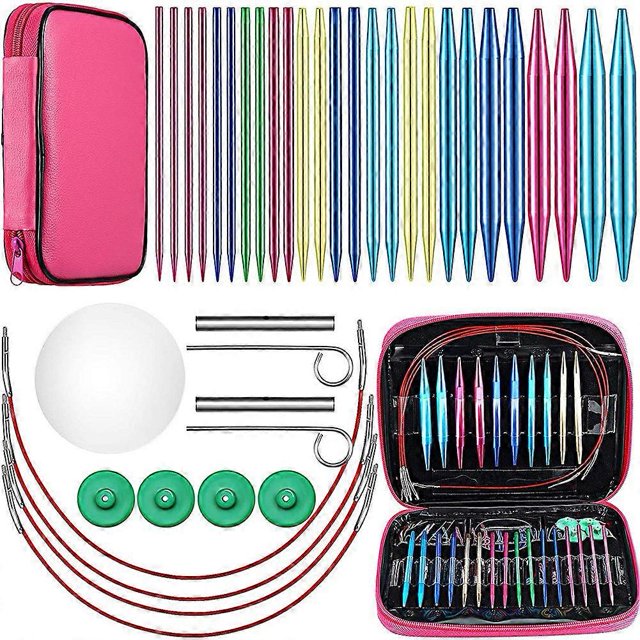 26 Pieces Aluminum Interchangeable Circular Knitting Needle Set,13 Size Interchangeable Crochet Nee