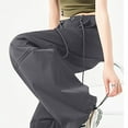 thumbnail image 6 of Lenpel Cargo Pants for Women Lightweight High Waisted Drawstring Wide Leg Lounge Pants Baggy Casual Trousers 2025, 6 of 7