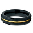 thumbnail image 2 of Tungsten Wedding Band Yellow Gold Tungsten Ring Black Brushed Tungsten Ring Grooved 6mm Comfort Fit, 2 of 3