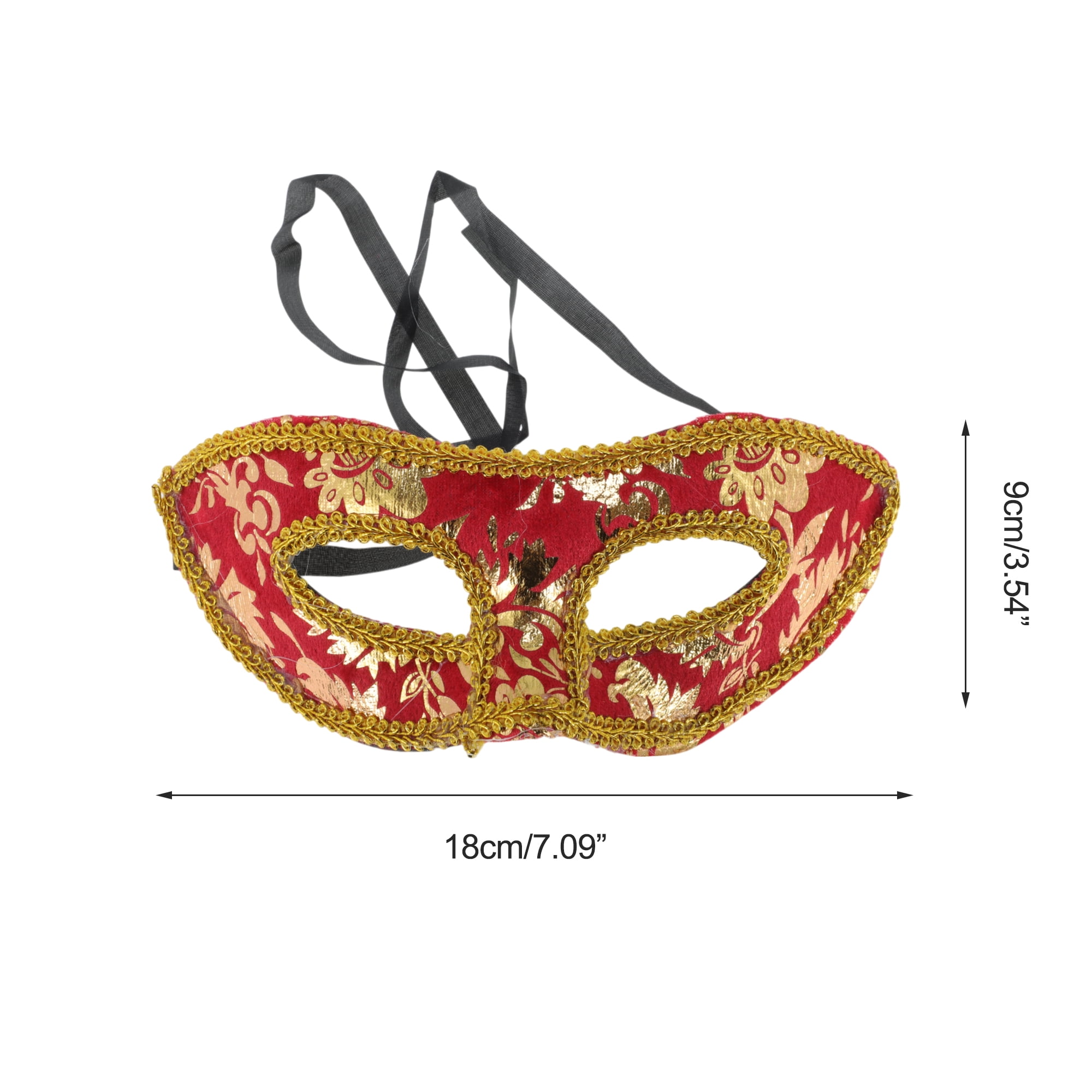 Unique Bargains 1 Box Jazz Cloth-Wrapped Flat Head Half Face Party Mask Red