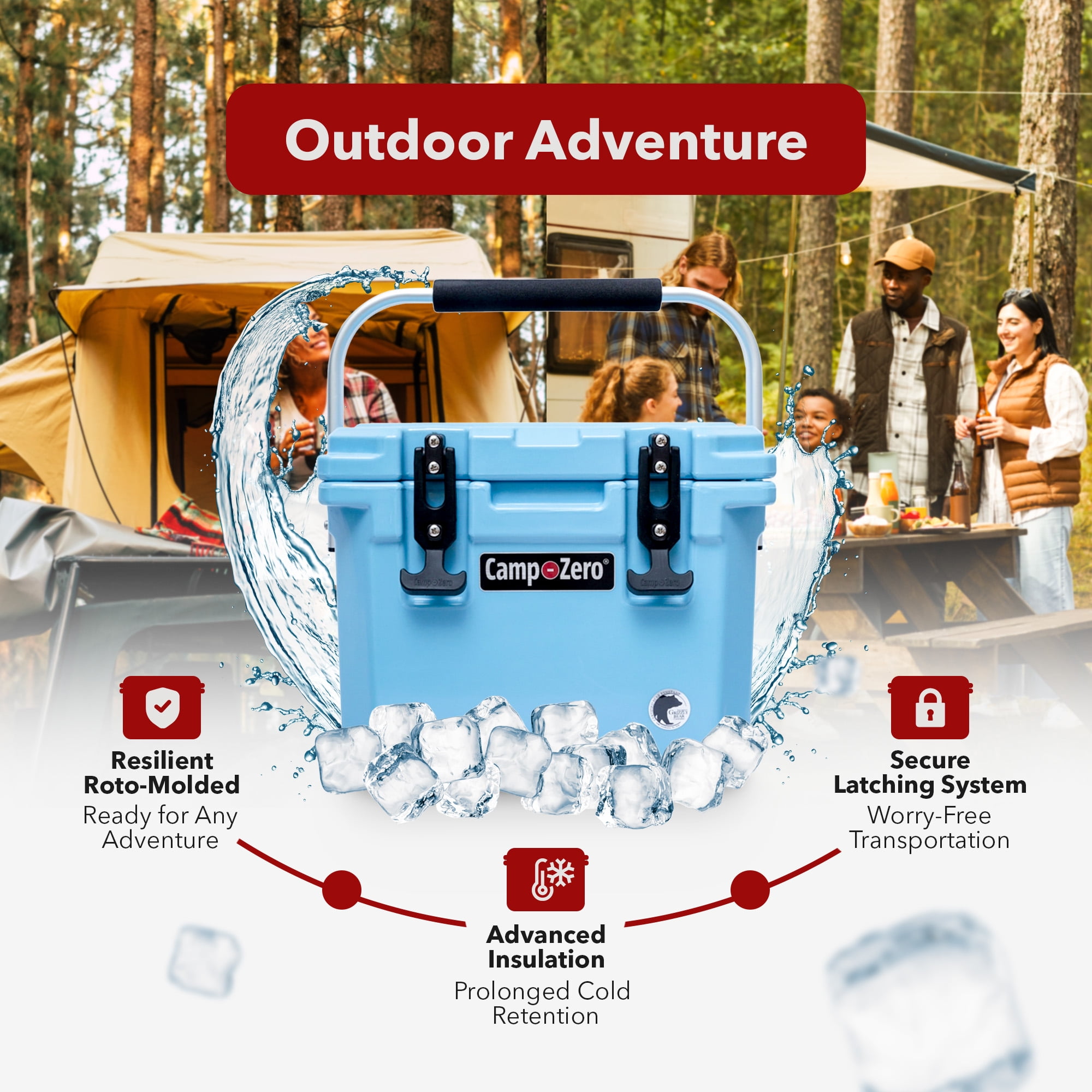 CAMP-ZERO 10L Hard Aluminum Premium Cooler with Carry Handle