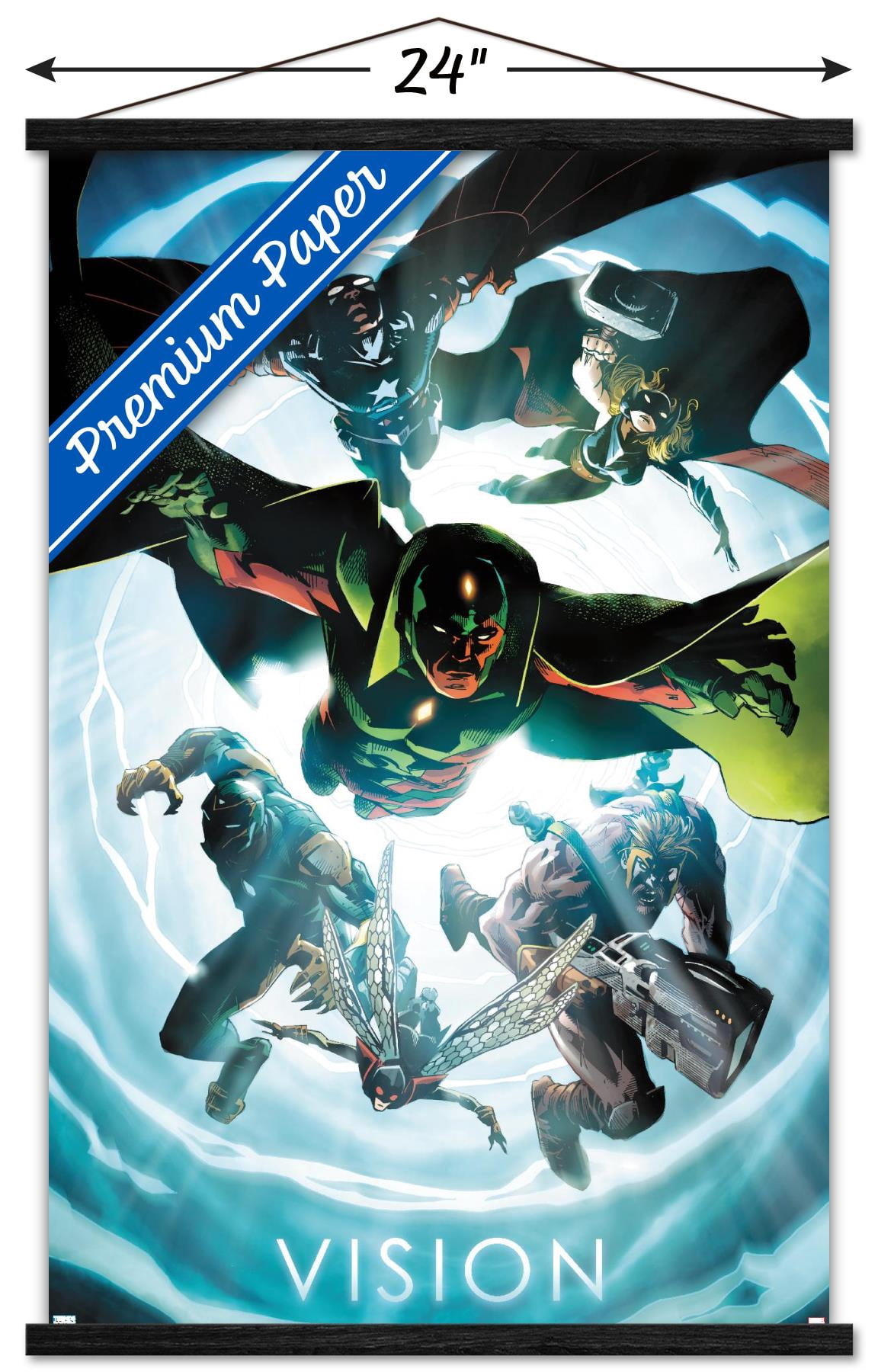 Marvel Comics - Vision - Avengers #1 Wall Poster with Wooden Magnetic Frame, 22.375" x 34"