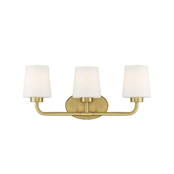 3 Light Vanity Light-Transitional Style with Modern and Mid-Century Modern Inspirations-9 inches Tall By 22 inches Wide-Warm Brass Finish Bailey