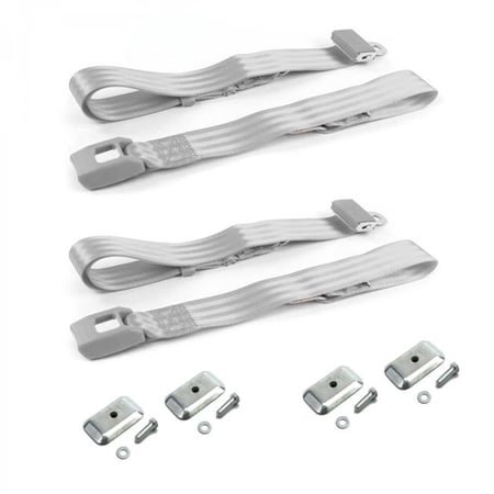 SafeTboy Standard 2 Point Gray Lap Bucket Seat Belt Kit with Bracketry for 1953-1970 Jeep CJ & DJ - 2 Belts