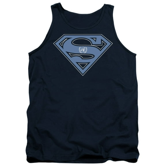 Superman U N Shield Adult Tank Top Navy