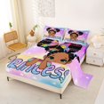 thumbnail image 2 of Castle Fairy Kawaii Bow Princess Bed Sheets 4-Piece,Black Girl Rainbow Glitter Print Full Size Sheets,Pink Blue,1 Fitted Sheet, 1 Flat Sheet and 2 Pillowcases, 2 of 6