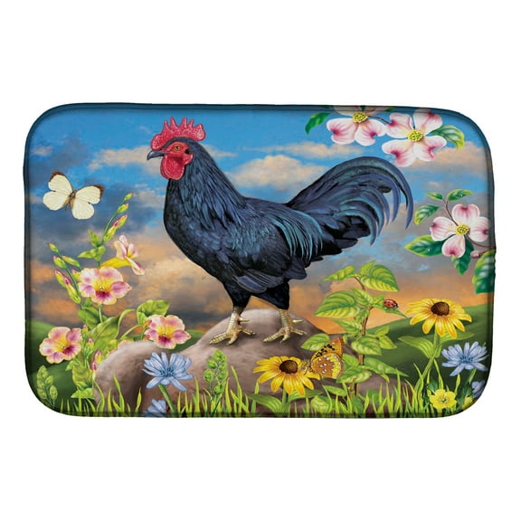 Black Rooster Dish Drying Mat