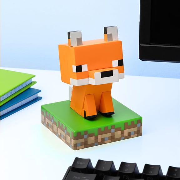 Minecraft Officially Licensed Fox Free Standing Desk Light, Gaming Room Decor and Merchandise for Boys and Girls, Nightlight Gift Accessory for Playroom and Bedroom - Paladone