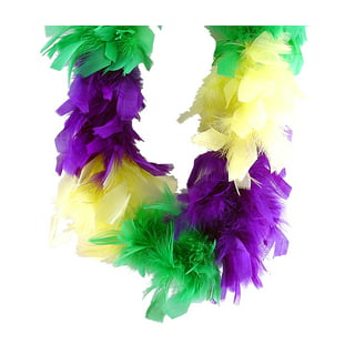 JOYIN 4 Pcs Mardi Gras Feather Boa, 25 Gram, 4 Feet Long, Yellow, Purple, Green Feather Boa for Mardi Gras Party Dress Up