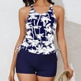 thumbnail image 4 of HOMBOM Womens Swimsuit 2 Piece Swimwear Modest Boyshorts High Waisted White Tankini Bathing Suit for Young Woman,Tropical Floral,M, 4 of 6