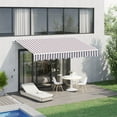 thumbnail image 2 of Homiyad 10' x 8' Manual Retractable Awning Sun Shade Shelter for Patio Deck Yard with UV Protection and Easy Crank Opening, Brown Stripe, 2 of 8