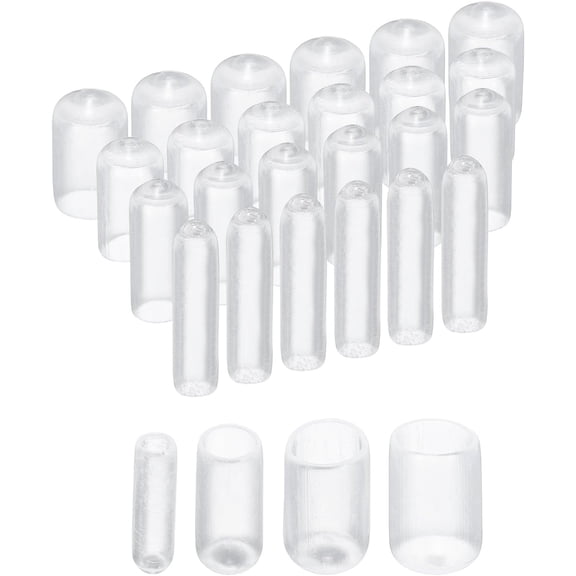 40pcs Round Rubber End Caps 1/8" 1/4" 3/8" 1/2" Clear Vinyl Cover Screw Thread Protectors Assortment Kit(3mm 6mm 9mm 12mm)