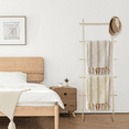 thumbnail image 6 of Hofitlead 5-Layer Modern Blanket Ladder Shelf,Wooden Wall Leaning Decorative Blanket and Quilt Organizer,Light Brown, 6 of 7