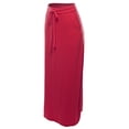 thumbnail image 2 of A2Y Women's Drawstring Waist Side Pockets Rayon Maxi Skirt Ruby 2XL, 2 of 4
