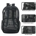 thumbnail image 3 of Deluxe See Through Mesh Multipocket Bungee Cord Backpack for School, Work, Sports, Gym, Travel, Recreation & Commuting in Black, 3 of 7