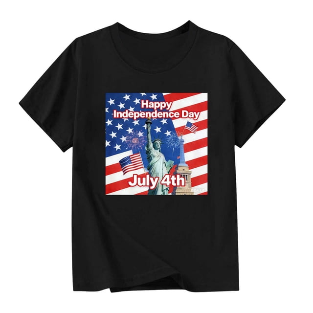 Odeerbi Chicos Niñas 4 de Julio Camiseta Manga Corta Bandera Americana Camiseta Gráfica