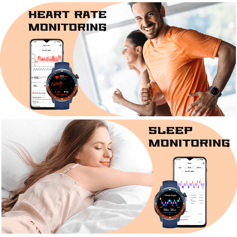 Montre Connectée X-WATCH 43mm - Cardio, Podomètre, Sommeil - Noir, Bracelet Silicone