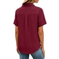 thumbnail image 5 of ShiShine Womens Short Sleeve Shirts V Neck Collared Button Down Shirt Solid Color Summer Casual Tops S-5XL, 5 of 7