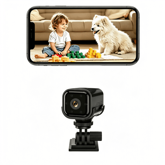 Mini WiFi Indoor Surveillance Camera 1080P HD, Built‑in Battery Security Cam Featuring Night Vision Two‑Way Audio Motion Detection for Home Pet Baby Care Monitoring