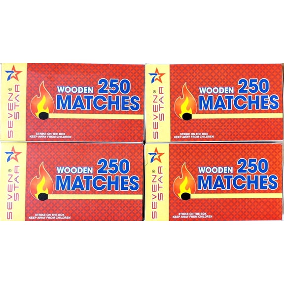 Safety Matches 4 Pack (1000 Count) – Large Strike-on-Box Matches for Kitchen, Camping, Fireplace, Candles