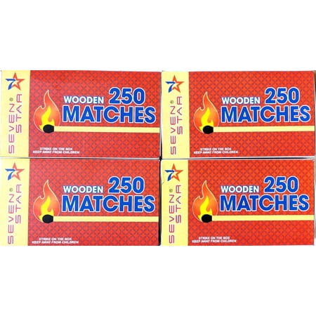 Safety Matches 4 Pack (1000 Count) &ndash; Large Strike-on-Box Matches for Kitchen Camping Fireplace Candles