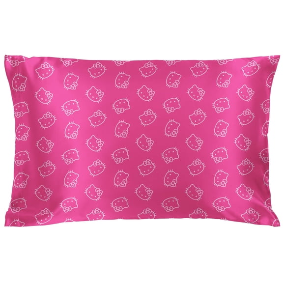 Jay Franco Satin Pillowcase - Standard Size 20x30 Inch Silky Soft Premium Pillow Cover, Pink - Hello Kitty