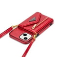 thumbnail image 3 of Nalacover for iPhone 13 Zipper Wallet Case,Luxury Premium PU Leather Back Soft TPU Magnetic Buckle Flip Card Pocket Shockproof Slim Cover with Adjustable Crossbody Shoulder Strap,Red, 3 of 6