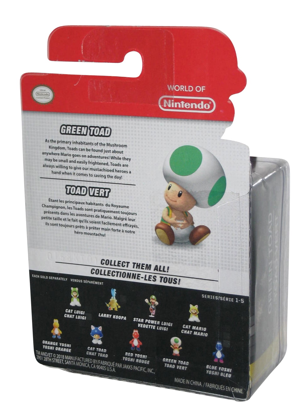 World Of Nintendo Super Mario Bros Green Toad 18 Jakks Pacific Figure Walmart Com