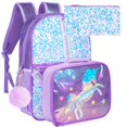 thumbnail image 1 of Mochila KLFVB Unicorn de 3 piezas para niñas con lonchera de 16 pulgadas, 1 of 9