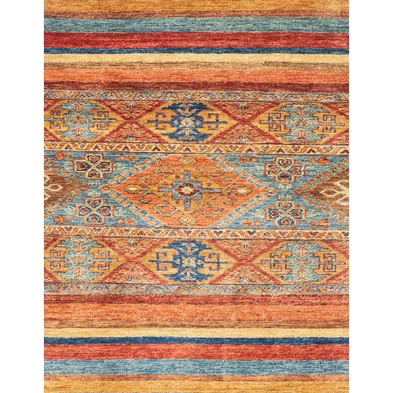 Ahgly Company Machine Washable Indoor Rectangle Abstract Grapefruit Red Area Rugs, 5' x 8'