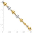thumbnail image 2 of 14k Two-tone Gold Puffed Star Bracelet 7.75 Inch Link Bracelet for Women - 4.0 Grams, 2 of 2