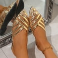 thumbnail image 5 of KEGIRLOM Women's Fashionable Casual Mesh Hollow-Out Pointed Toe Closed-Toe Colorful Sandals Shoes Gold 7.5, 5 of 6