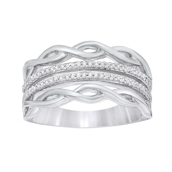 AFFY White Natural Diamond Multi-Row Open Braid Ring in 10k White Gold