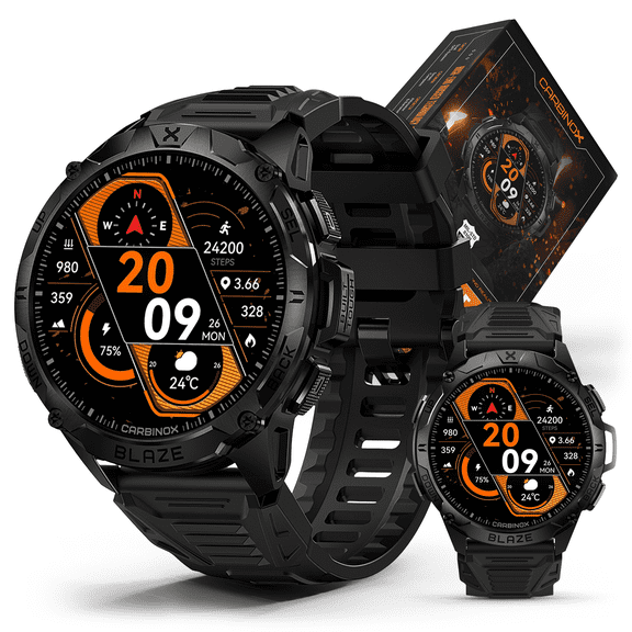 Carbinox Blaze Smartwatch with GPS, Waterproof IP69K, Rugged Fitness Tracker for Android & iOS, 170 Sports Modes