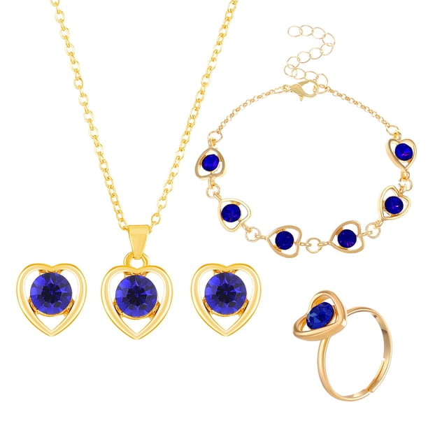 Fiudx Conjunto de Joyas de Amor, Elegante Collar y Pulsera de Cristal, Pendientes Impresionantes para Mujer, Ligeros y Cómodos de Llevar, Perfectos para Regalar En San Valentín, Una Opción Romántica.