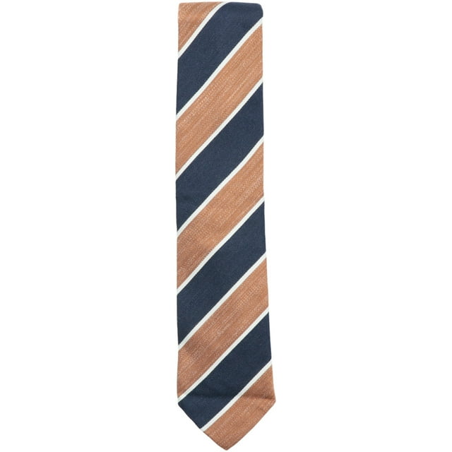 Bigi Men's Brown / Navy White Diagonal Multi Striped Tie Necktie - One Size