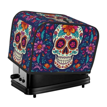 

KLL Dead Day Party Print 2 Slice Toaster Dust Covers Kitchen Small Appliance Cover with 2 Pockets Can hold Jam Spreader Knife & Toaster Tongs (11.4 x 7.9 x 7.5)