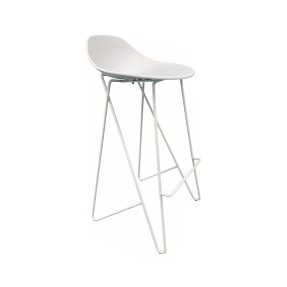 Pangea Home Albert 30" Modern Plastic Barstool in White (Set of 2)