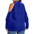 thumbnail image 3 of Timegard Tops for Women V Neck Cold Shoulder Ruffle Loose Blouse Casual Comfy Shirts Tops Fall Fashion, 3 of 6