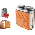 thumbnail image 1 of Portable Rotary Dual Ring Electric Shaver, Washable Double Head Razor,Afeitadora EléCtrica PortáTil Rotativa De Doble Anillo, Mini Small Steel Cannon Rotary Dual Ring Electric Razor. (Orange), 1 of 8