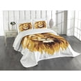 thumbnail image 3 of Ambesonne Africa Quilted Bedspread Set 3 Pcs, Tropics Savannah Lion Art, Queen Size, Orange and White, 3 of 5