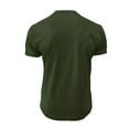 thumbnail image 5 of ZCFZJW Summer Men's Henley Shirts Casual Solid Color Short Sleeve Basic Button Muscle Workout T-Shirt Gym Workout Athletic Tees Tops Army Green XL, 5 of 5