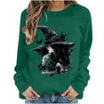 thumbnail image 2 of Frostluinai Women Halloween Sweatshirt Vintage Witch Graphic Pullover Crew Neck Long Sleeve Thin Fleece Fall Sweat Shirts Holiday Outfits, 2 of 6