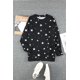 thumbnail image 1 of ABPHQTO Top negro de manga larga con estampado de estrellas y cuello redondo Give A Little Love para mujer, 1 of 5