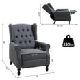 thumbnail image 3 of HOMCOM Fabric Upholstered Wingback Recliner, Tufted Push Back Accent Chair, Linen Arm Chair with Footrest, Armrest, Padded Cushion, Dark Grey, 3 of 8